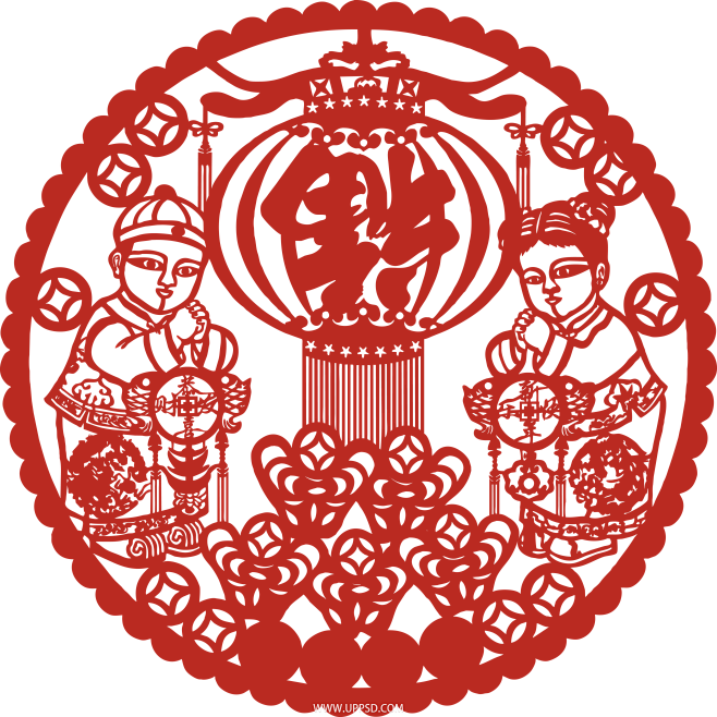 春节福字剪纸png