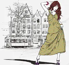 长裙美女高清素材 矢量 设计图片 免费下载 页面网页 平面电商 创意素材 png素材