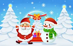 彩色卡通手绘立体风冬季圣诞节圣诞老人和雪人原创插画海报平安夜圣诞节