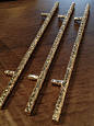 Nickel plated handles for drawers in showroom