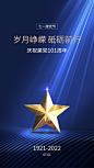 建党节101周年祝福手机海报