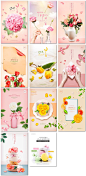 10张粉色少女鲜花植物蝴蝶郁金香玫瑰菊花花店海报PSD模板设计素材