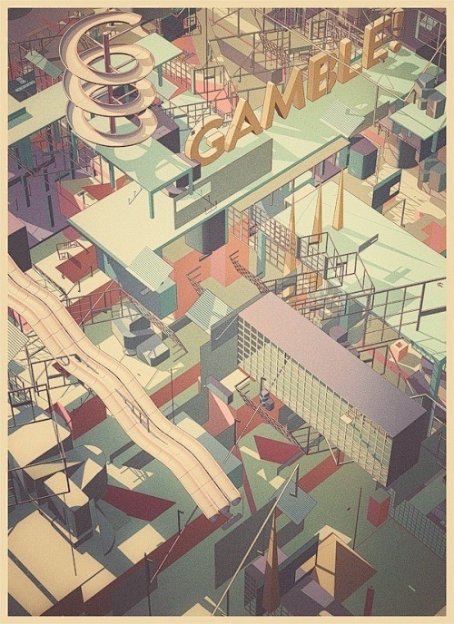 強烈風格的城市建築插畫 - Atelie...