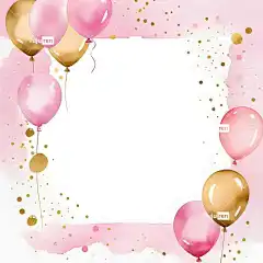 Ai产生的 气球 框架 边境 复制空间 贺卡 水彩 周年纪念日