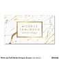 White and Gold Marble Interior Designer Business Card: 