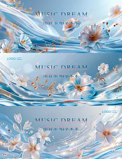 音乐节演唱会舞台背景设计素材音符花朵海报展板PSD分层源文件-淘宝网