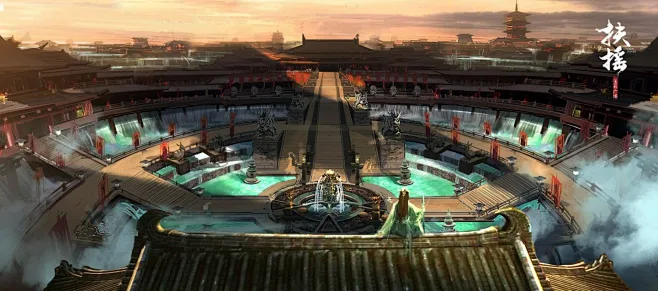 中国风武侠仙侠室内场景CG原画 影视气氛概念图 游戏美术素材-概念场景-微元素 - Element3ds.com!-花瓣网