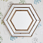 Wooden Hexagonal Mirror
