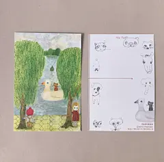 【予】日本作者molintika原创可爱童话风女孩小熊绘本插画明信片-淘宝网