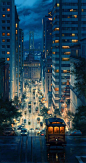 俄罗斯画家Evgeny Lushpin的夜景 灯光之下