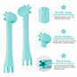 Amazon.com: Baby Feeding Spoons and Fork Set Infant Training Giraffe Teether First Stage Soft Tip Silicone Feeding Spoons Toddler Flatware 2-Piece Set: Baby