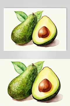AI数字艺术美味水果营养牛油果插画-众图网