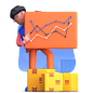 男子手持交货报告 3D 插图