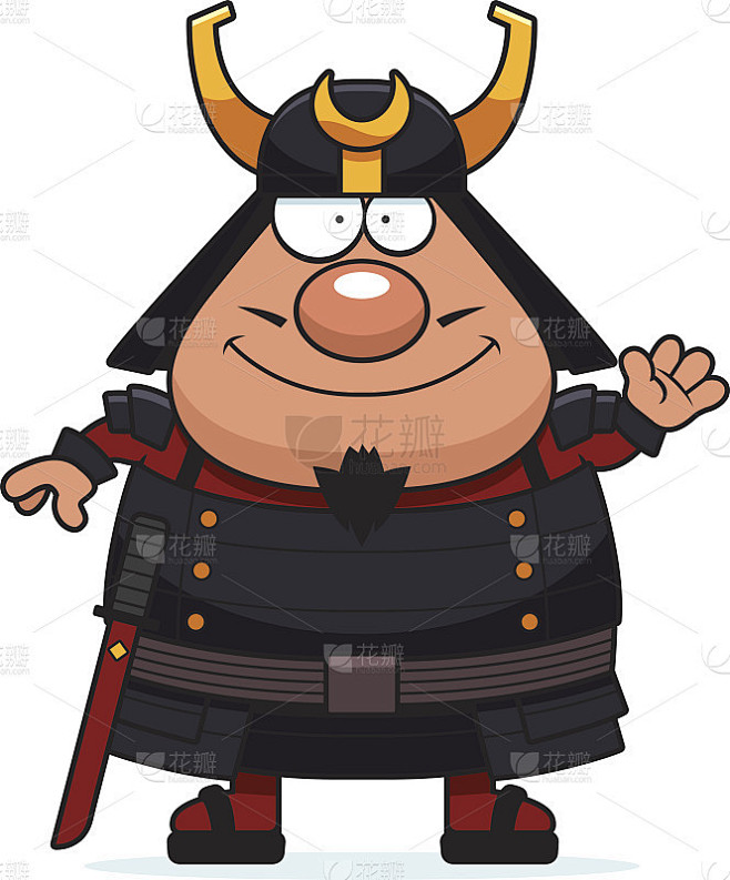 卡通武士挥舞着