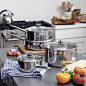 Crate and Barrel Stainless Steel Sauce Pans with lids I Crate and Barrel