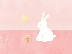 可爱兔子少女心简约ipad壁纸 