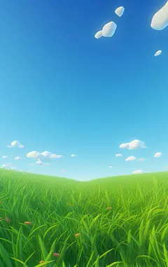 简约蓝天白云草地壁纸