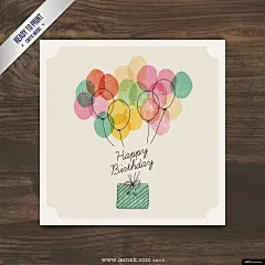 小清新 生日 贺卡 birthday present with 邀请函卡片名片平面设计