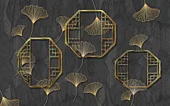 中国风古典新中式3D立体装饰画电视背景墙工笔画PSD海报设计素材【源文件可下载】