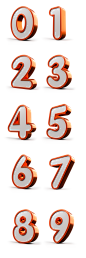 红 白 立体数字