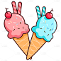 手绘-七夕情人节元素-冰淇淋