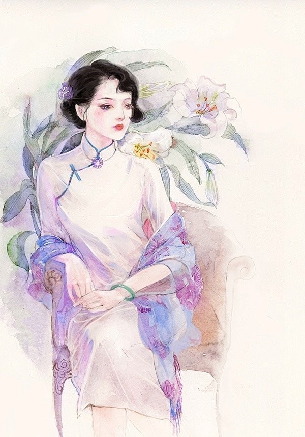 9款风情万种旗袍女子插画：一种倾国倾城的...