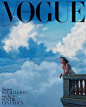 Vogue Spain May 2020. 西班牙五月刊封面，由艺术家Ignasi Monreal绘制，杂志创刊以来首张插画封，蓝天白云，阳台少女，温情疗愈。☁️ ​​​​