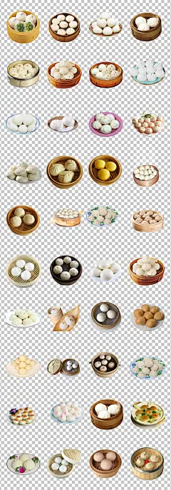 01200包子馒头早餐早点奶黄报菜包灌汤包大肉包窝窝头各类包子素材免抠