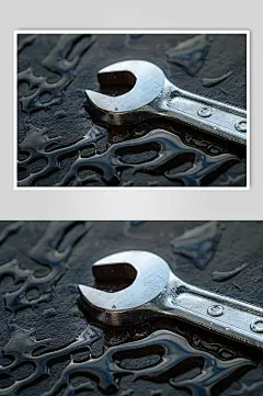 AI数字艺术不锈钢扳手五金工具特写图-众图网