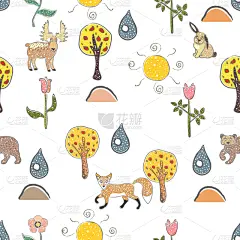 简单,华丽的,纺织品,野生动物,壁纸,公园,自然美,装饰物,复古,绘制