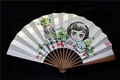 画儿晴天·王净净水墨插画扇作品·扇扇来迟悠悠哉