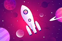 卡通宇宙火箭太空插画设计