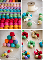 DIY羊毛毡球装饰手工教程