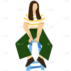 扁平风夸张抽象人物插画-女孩