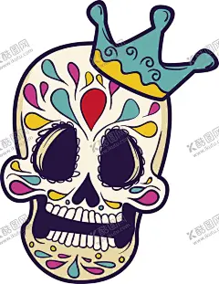 卡通手绘高清骷髅 【酷图网】印花彩色骷髅,卡通骷髅,插图,卡通,手绘