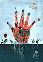 marta-slawinska:“ Voo doo hand II, acrylic on paper 29x42cm”