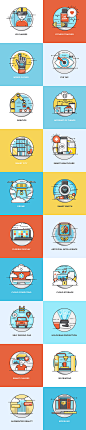 Set of Flat Color Line Design Concepts on Behance