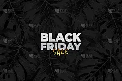 黑色星期五的促销海报，还有黑色的美味树叶。