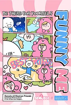 SENCE LA X 小蓝联名款表情包趣味印花图案T恤夏季宽松情侣装短袖-tmall.com天猫