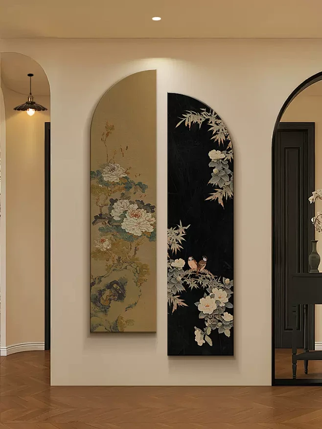 中古风玄关装饰画中国风仙鹤走廊过道挂画宋代美学高级感客厅壁画-tmall.com天猫-花瓣网