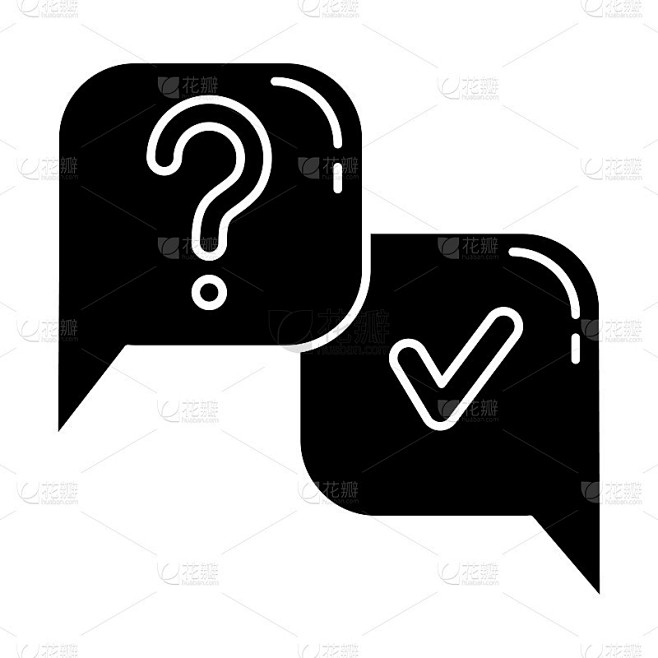 问答字形图标。常见问题的迹象。语音气泡中的问号。询问和回答。聊天、对话。讨论和对话。轮廓的象征。负空