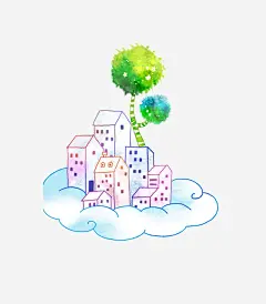 云端的家园免抠素材_新图网 https://ixintu.com 云上的房子PNG图片 儿童 房子 手绘