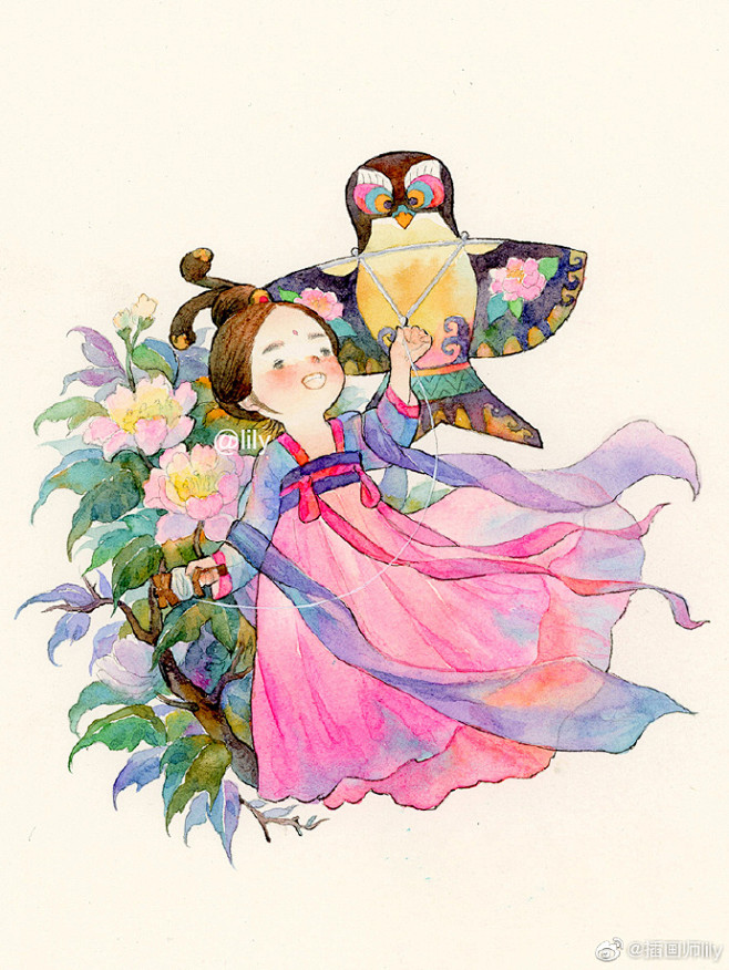 可爱萌娃插画--着装汉服，很可爱