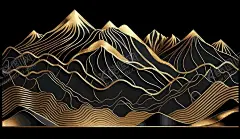 国风山水烫金 【酷图网】国风山水烫金,中国风,山水背景,国潮烫金,山脉风景,装饰插画,ai素材