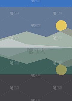 几何景观剪影生成艺术海报插画