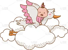 动画片,贺卡,儿童,幼儿,婴儿,可爱的,小的,在之间,庆祝,抵达