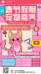 春节寒假宠物店寄养营销宣传海报