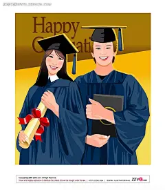 毕业季情侣韩国人物插画AI|绘画设计|角色|卡通人物|卡通人物图片|漫画人物|人物插画|人物素材|人物图片|矢量人物|矢量图|手绘人物|水彩