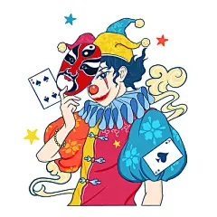 手绘卡通人物国潮愚人节小丑原创插画海报国潮愚人节小丑元素