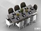 现代多人餐桌椅餐具组合3D模型ID：433732